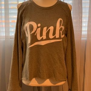 Cute Pink Cold Shoulder Sweatshirt